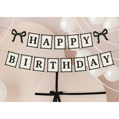 Γιρλάντα Happy Birthday - Μαύροι Φιόγκοι (1m)