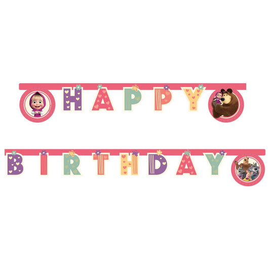 Γιρλάντα Happy Birthday - Μάσα Και Αρκούδος (200cm)