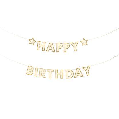 Γιρλάντα Happy Birthday με χρυσό Περίγραμμα 220cm