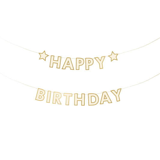 Γιρλάντα Happy Birthday με χρυσό Περίγραμμα 220cm