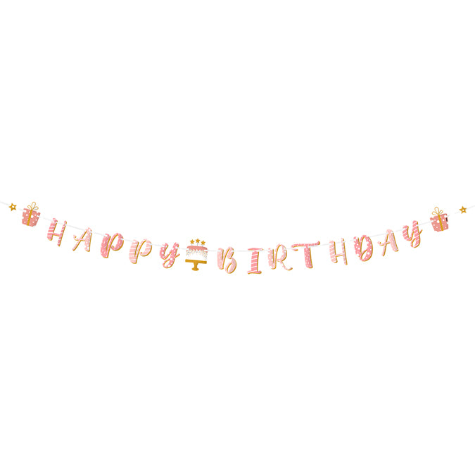 Γιρλάντα Happy Birthday Rose Confetti 3m