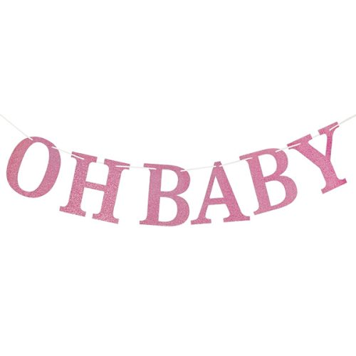 Glitter Μπάνερ Oh Baby ροζ