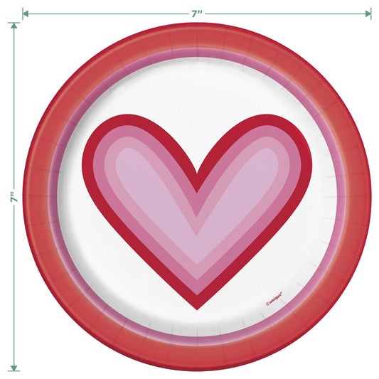 Πιάτα Χάρτινα Γλυκού Retro Valentine Hearts / 8 τμχ