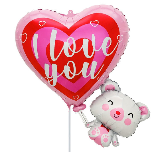 Junior Shape Μπαλόνι Καρδιά με Αρκουδάκι Valentine's Day