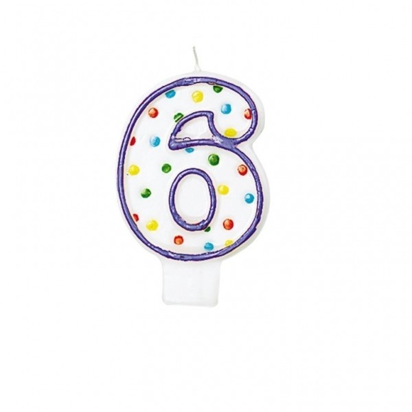 Κεράκι τούρτας No 6 Πολύχρωμο Πουά