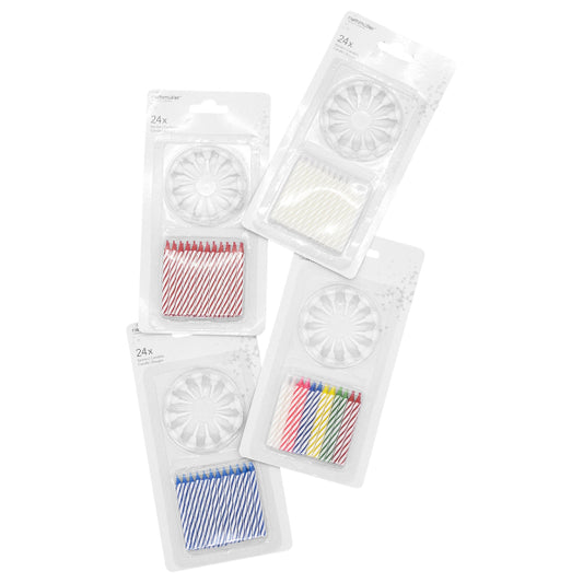 Κεράκια τούρτας Διάφορα Χρώματα Spiral (24 τεμ)