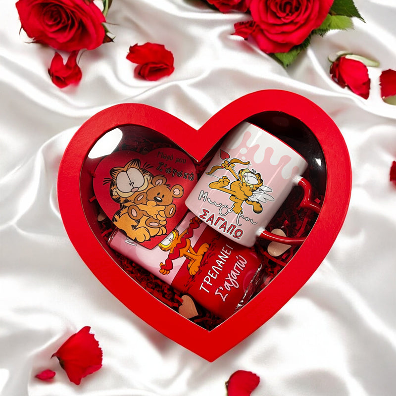 Κουτί Καρδιά με Δώρα για Ζευγάρι - Garfield