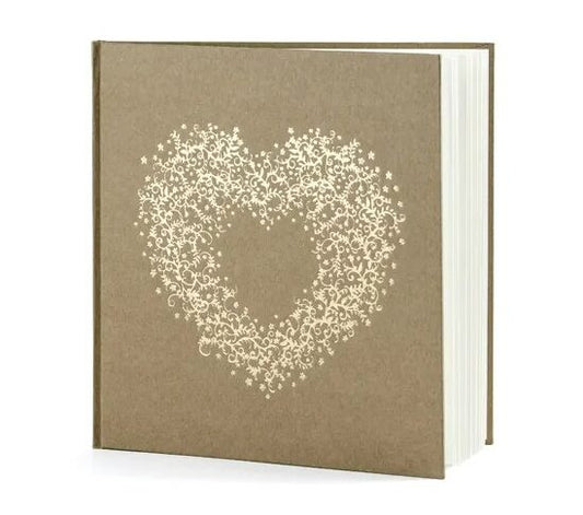 Κραφτ Βιβλίο Ευχών με χρυσή Καρδιά