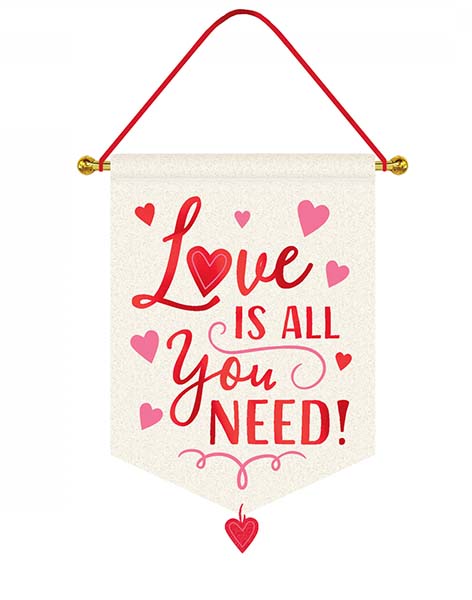 Κρεμαστή υφασμάτινη πινακίδα "All you need is love"