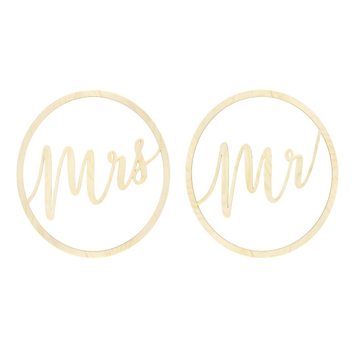 Ξύλινα κρεμαστά διακοσμητικά Mr & Mrs (2 τεμ)