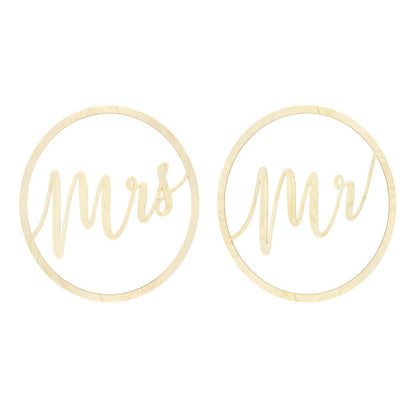 Ξύλινα κρεμαστά διακοσμητικά Mr & Mrs (2 τεμ)