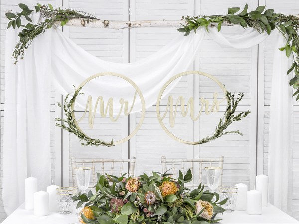 Ξύλινα κρεμαστά διακοσμητικά Mr & Mrs (2 τεμ)