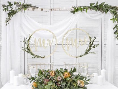 Ξύλινα κρεμαστά διακοσμητικά Mr & Mrs (2 τεμ)