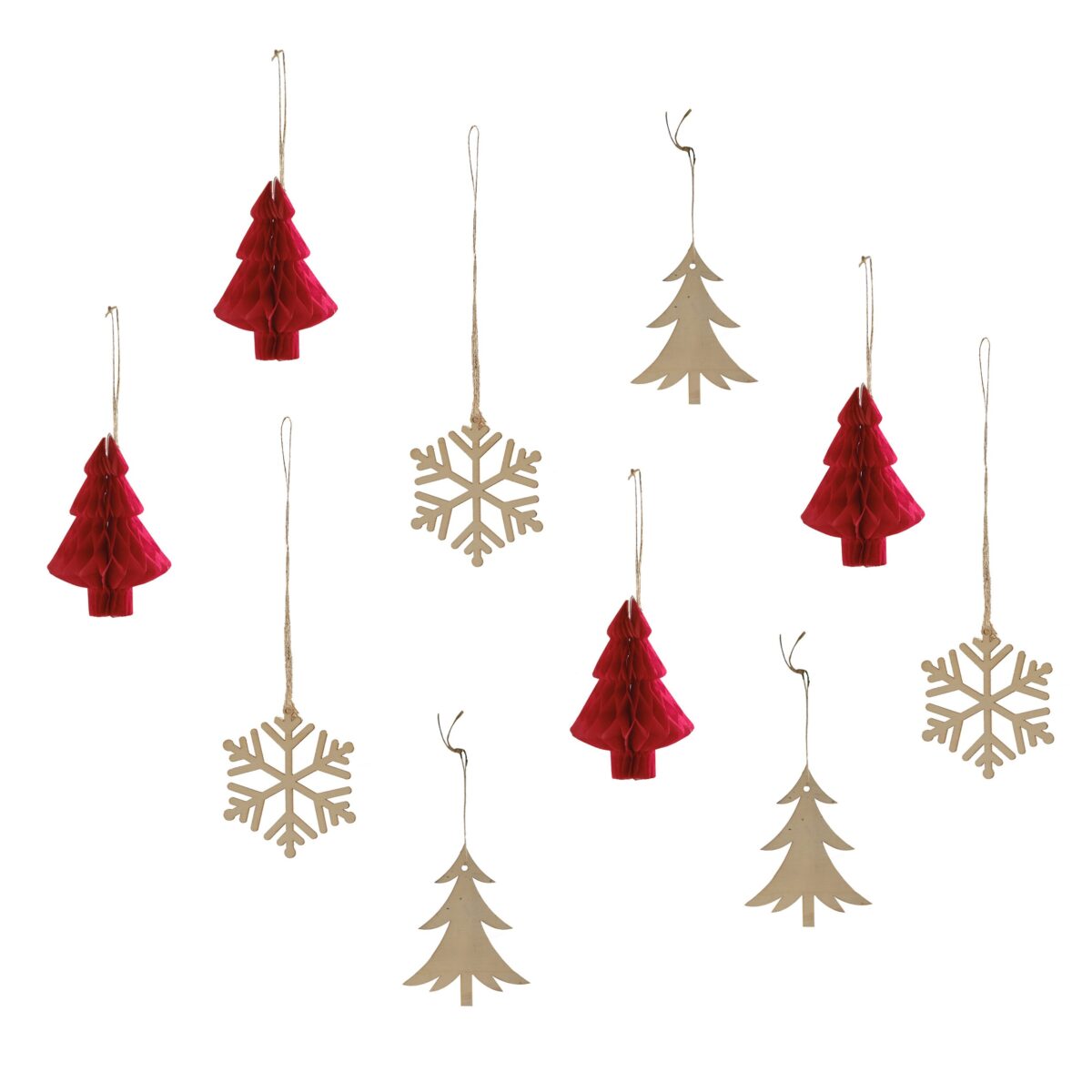 Ξύλινα Στολίδια Red Christmas (10 τεμ)