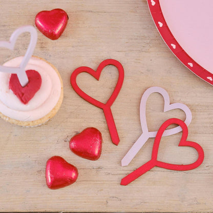 Ξύλινα Toppers για Cupcakes Καρδιές (6 τεμ)