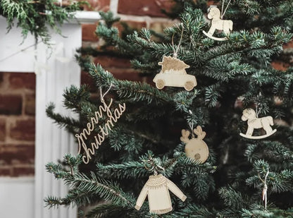 Ξύλινα xριστουγεννιάτικα στολίδια(10 τεμ)