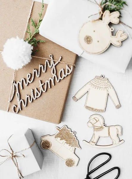 Ξύλινα xριστουγεννιάτικα στολίδια(10 τεμ)