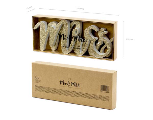 Ξύλινο διακοσμητικό τραπεζιού Χρυσό Mr & Mrs