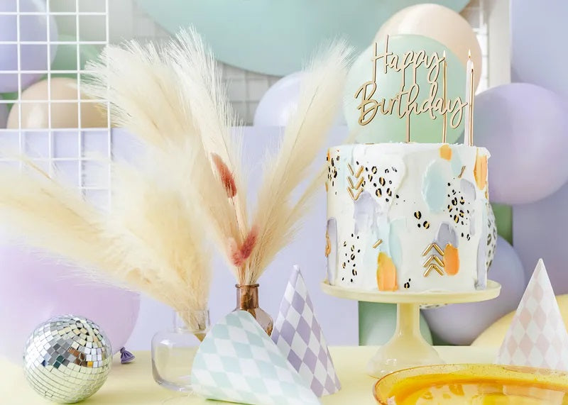 Ξύλινο topper τούρτας Happy Birthday