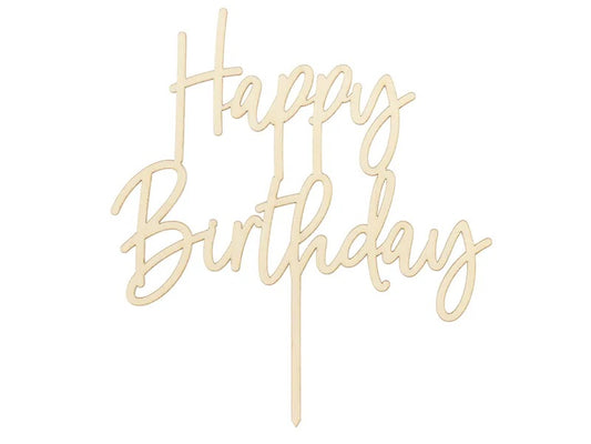 Ξύλινο topper τούρτας Happy Birthday