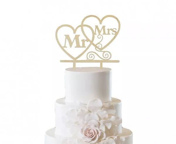 Ξύλινο topper τούρτας Mr&Mrs