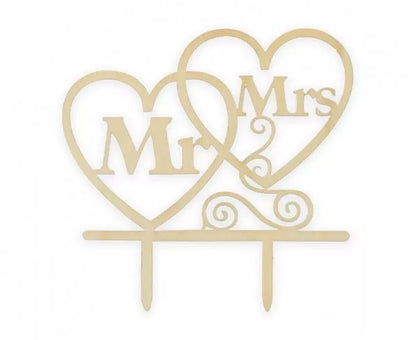 Ξύλινο topper τούρτας Mr&Mrs