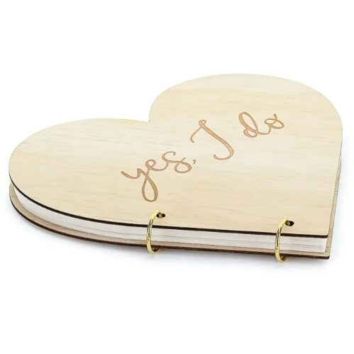 Ξύλινο βιβλίο ευχών - Καρδιά Yes I do
