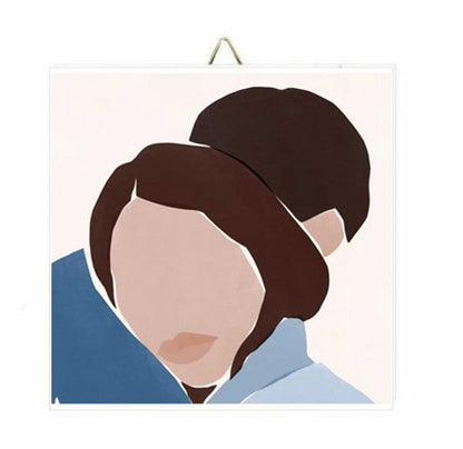 Ξύλινο Καδράκι Ζευγάρι σε αφαιρετικό σχέδιο