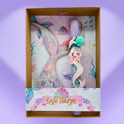 Λαμπάδα Γοργόνα Αρωματική με Ξύλινο Κάδρο