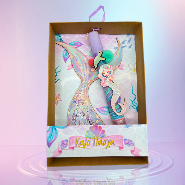 Λαμπάδα Γοργόνα Αρωματική με Ξύλινο Κάδρο