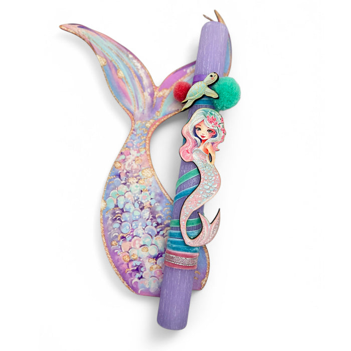 Λαμπάδα Γοργόνα Αρωματική με Ξύλινο Κάδρο