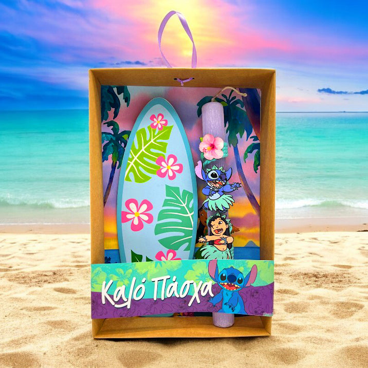 Λαμπάδα Lilo & Stitch με Ξύλινο Κάδρο