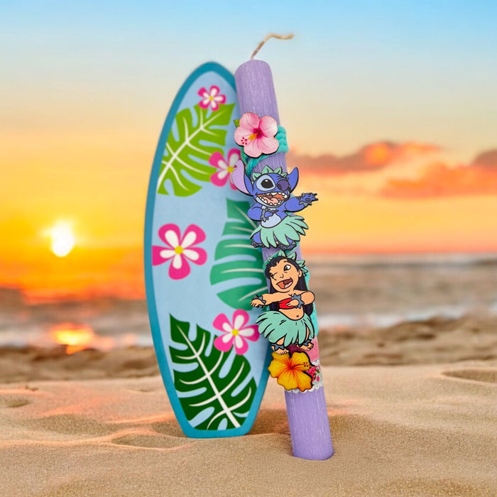 Λαμπάδα Lilo & Stitch με Ξύλινο Κάδρο