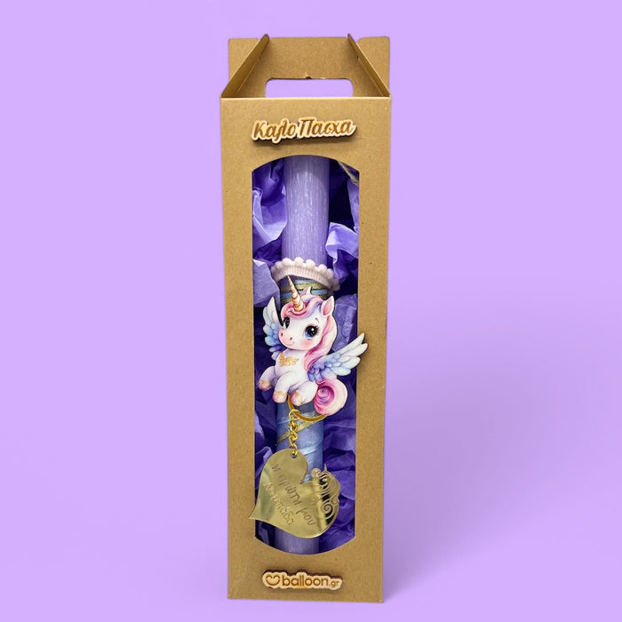 Λαμπάδα Μονόκερος Αρωματική με Μπρελόκ