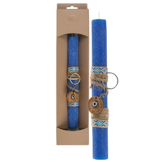 Λαμπάδα μπλε σαγρέ - Μπρελόκ Ματάκι