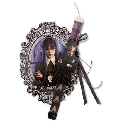 Λαμπάδα Wednesday Addams με Ξύλινο Κάδρο