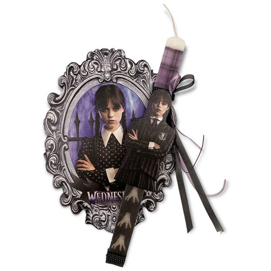 Λαμπάδα Wednesday Addams με Ξύλινο Κάδρο