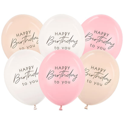 Λάτεξ Μπαλόνια Happy Birthday - Pink Mix (6 τεμ)