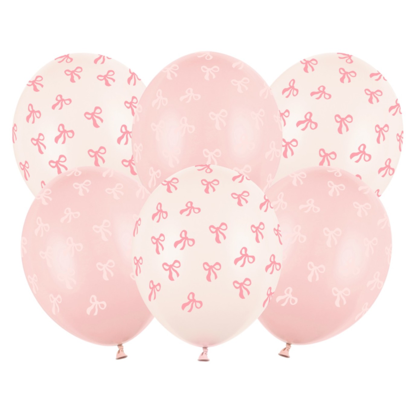 Λάτεξ Μπαλόνια Ροζ Φιογκάκια (6 τεμ)