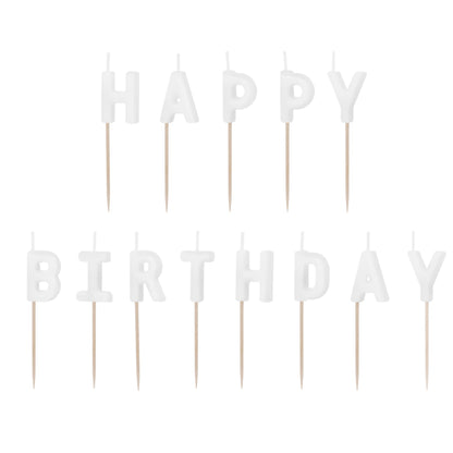 Λευκά Κεράκια Happy Birthday