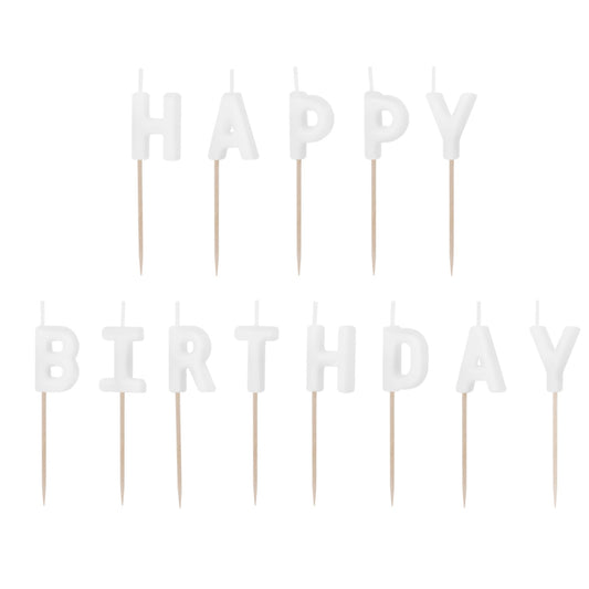 Λευκά Κεράκια Happy Birthday