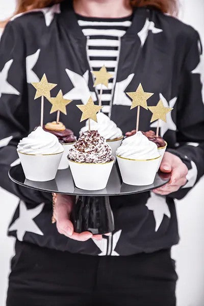 Λευκό Περιτύλιγμα για cupcakes με χρυσή λεπτομέρεια (6 τεμ)