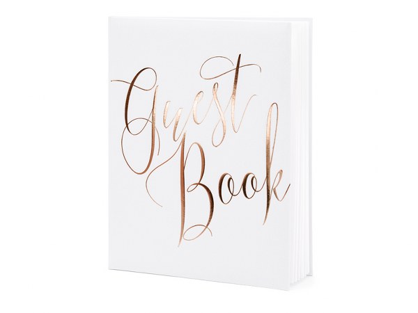 Λευκό Βιβλίο Ευχών Guest Book με rosegold γράμματα