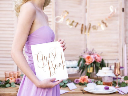Λευκό Βιβλίο Ευχών Guest Book με rosegold γράμματα