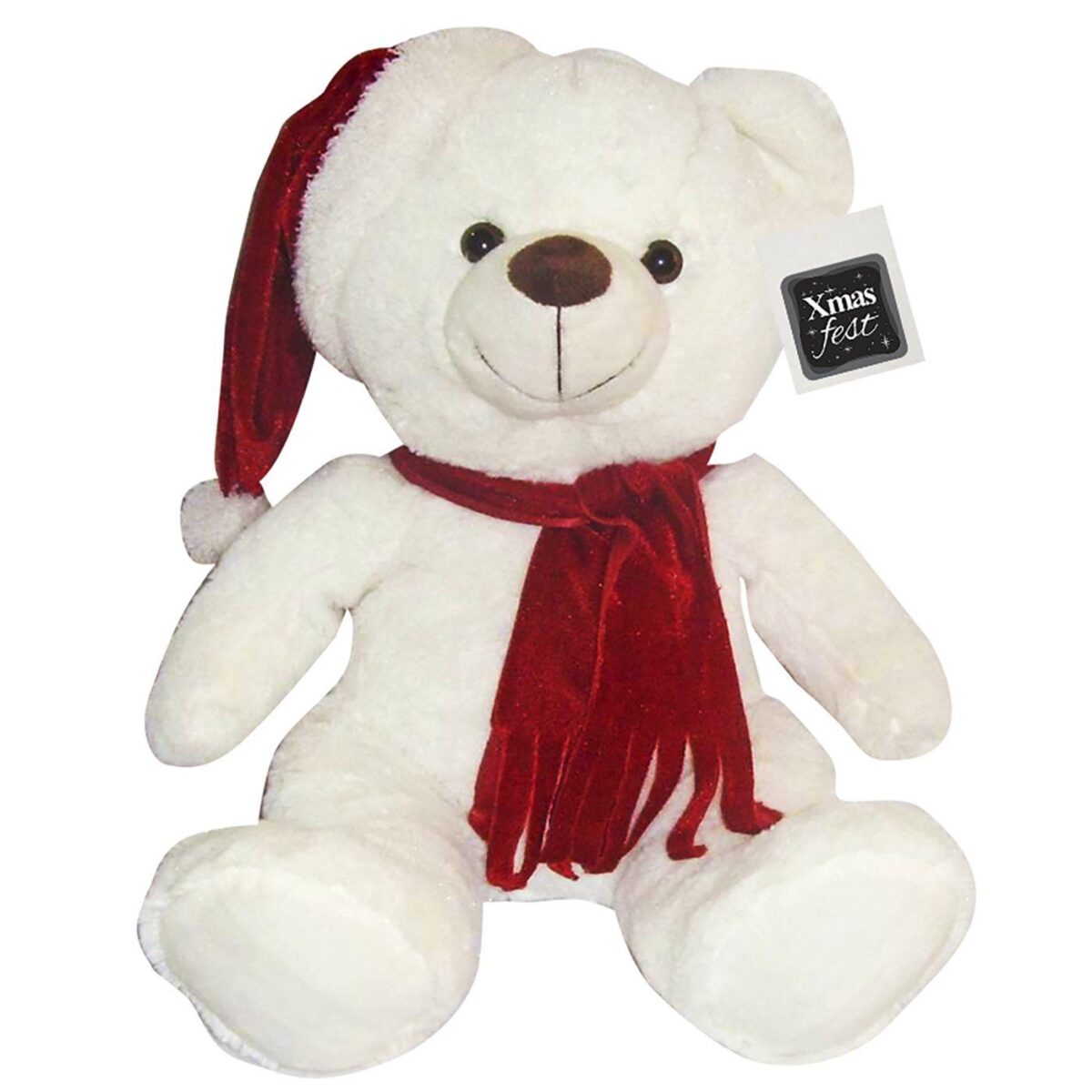 Λούτρινο χριστουγεννιάτικο Αρκουδάκι με κασκόλ 30cm