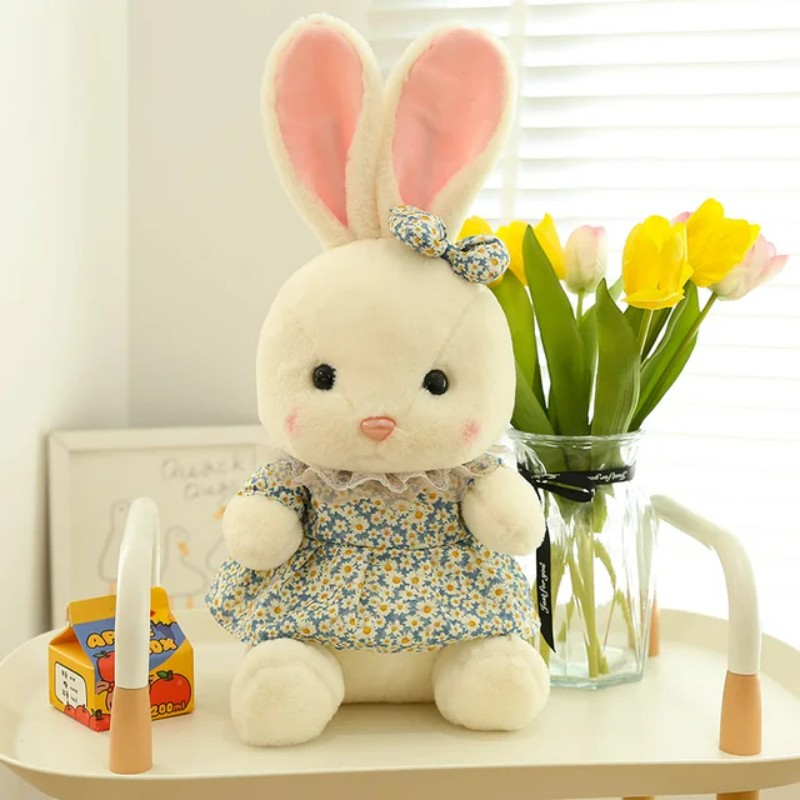 Λούτρινο Λαγουδάκι με λουλουδάτο φόρεμα