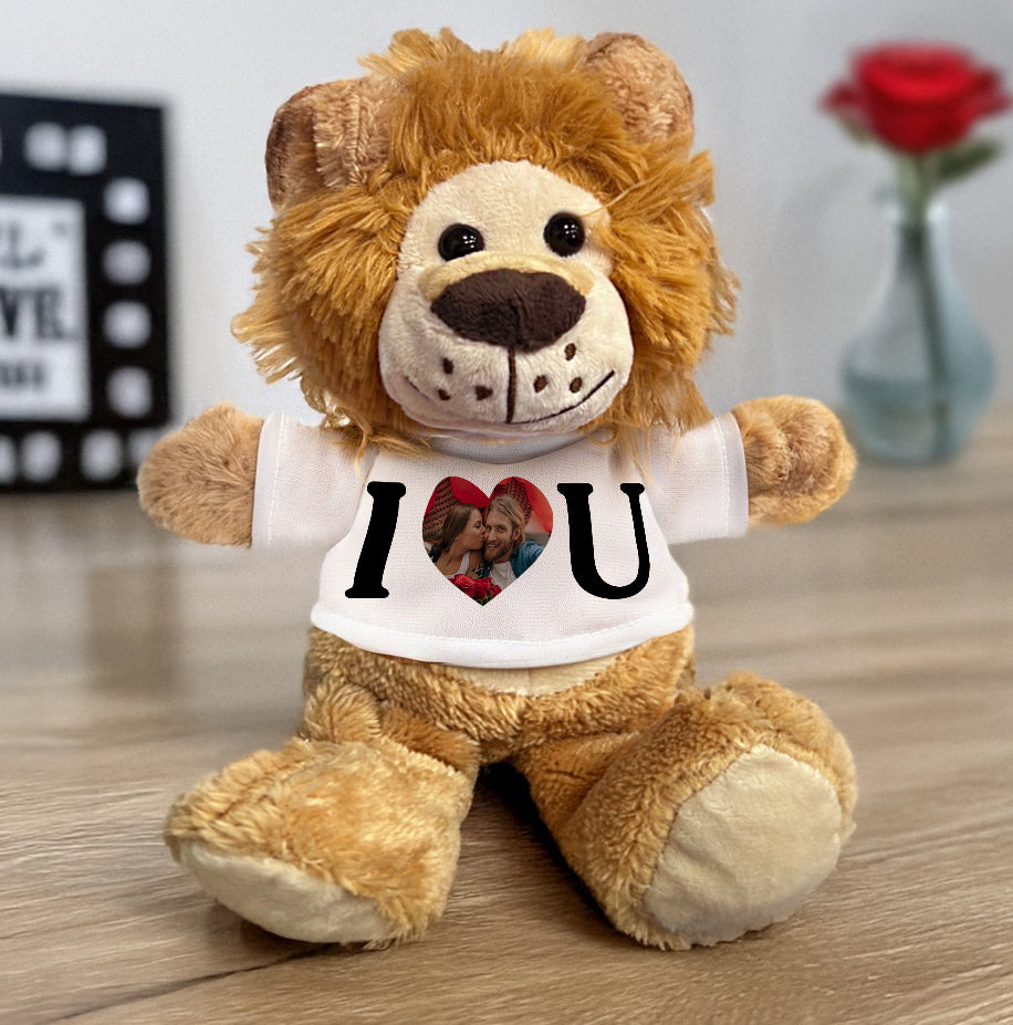 Λούτρινο Λιονταράκι με Φωτογραφία - I LOVE U