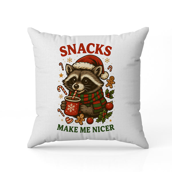 Μαξιλάρι Χριστουγεννιάτικο Raccoon – Snacks Make Me Nicer