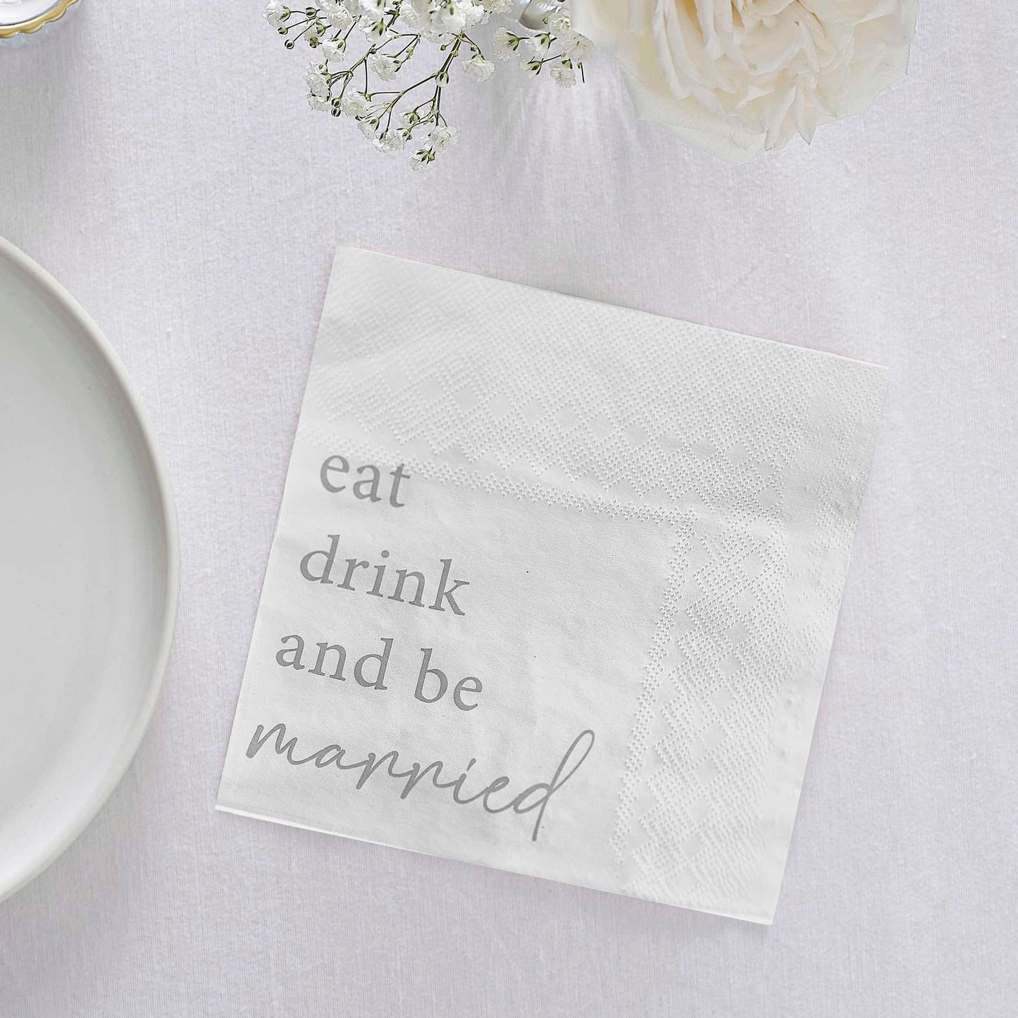 Χαρτοπετσέτες Γάμου Eat Drink and Be Married / 16 τεμ