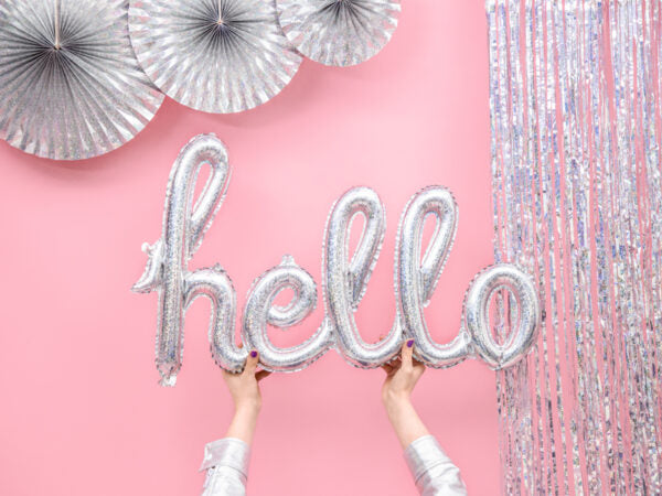 Μπαλόνι ασημί φράση "Hello" Holographic